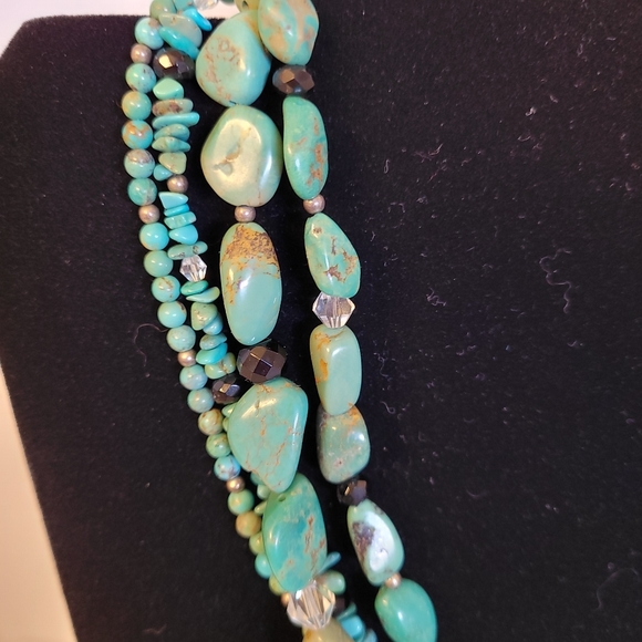 Silpada Turquoise Beaded Stranded Choker Necklace Silver - Picture 5 of 9